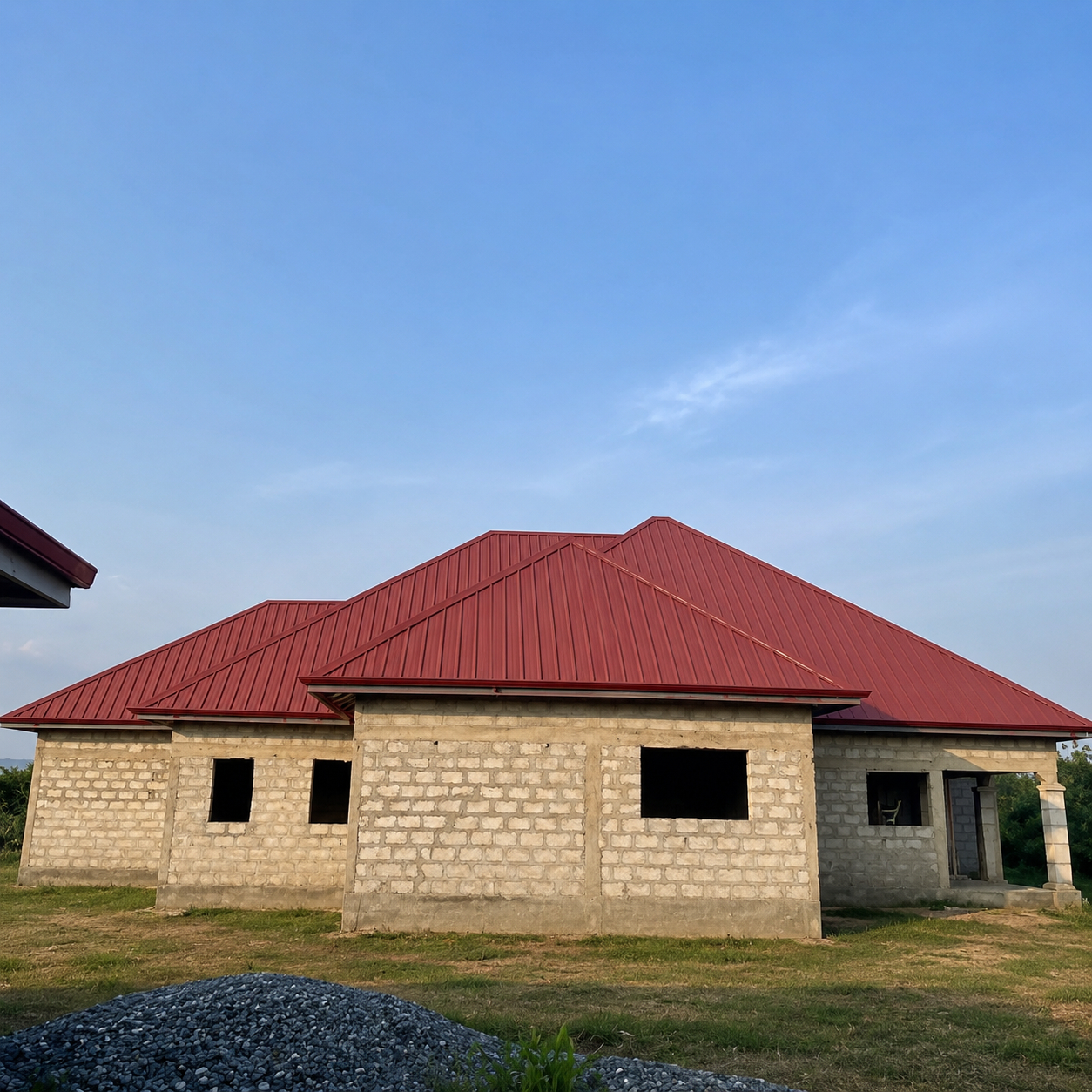 Red Aluminum Profile Roofing Installation